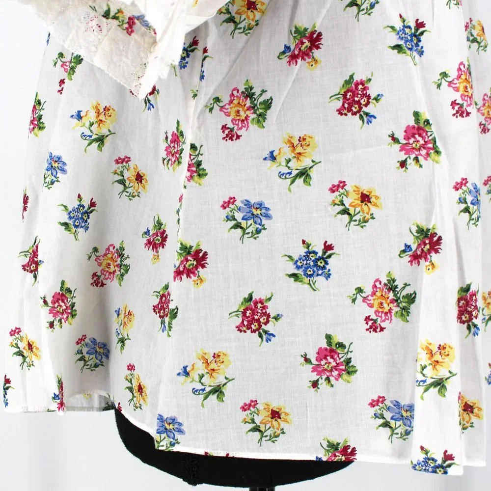 Doen Frances Top Fleurs De Jonquille White Organic Cotton Lace Trim Medium M NEW - Picture 4 of 8
